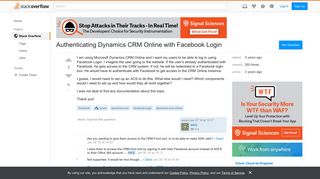 Authenticating Dynamics CRM Online with Facebook Login - Stack ...