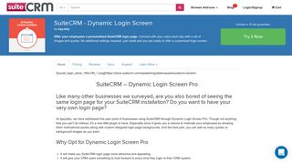 SuiteCRM - Dynamic Login Screen | SuiteCRM Module