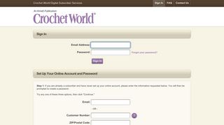 Sign In - Crochet World Digital Customer Care Portal
