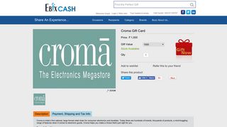 Electronics, Croma Gift Card - ItzGift