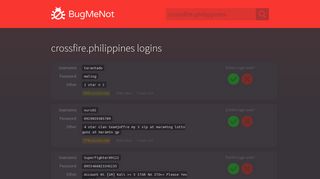 crossfire.philippines passwords - BugMeNot