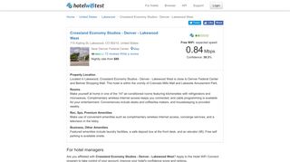 Crossland Economy Studios - Denver - Lakewood West - Hotel WiFi Test