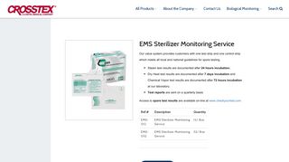 EMS Sterilizer Monitoring Service CROSSTEX