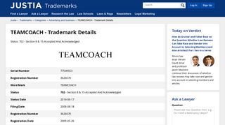 TEAMCOACH Trademark of Crothall Services Group - Registration ...