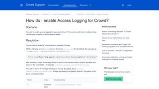 How do I enable Access Logging for Crowd? - Atlassian Documentation