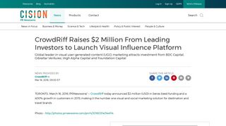 CrowdRiff Raises $2 Million From Leading Investors to Launch ...