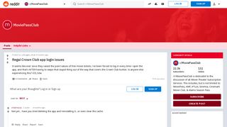 Regal Crown Club app login issues : MoviePassClub - Reddit