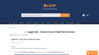 Legal Aid - Crown Court Fixed Fee Invoice - LEAP Community