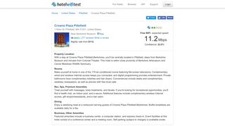 Crowne Plaza Pittsfield - Hotel WiFi Test