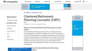 Chartered Retirement Planning Counselor (CRPC) - Investopedia