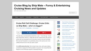 Cruise Roll Call Challenge: Cruise Critic vs Ship Mate - who's is bigger?