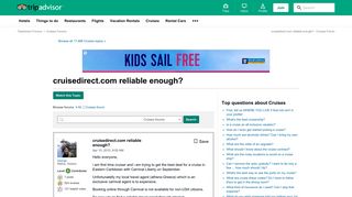 cruisedirect.com reliable enough? - Cruises Forum - TripAdvisor