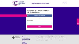 Log in - Cancer Research UK Giving Pages