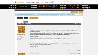 Crunchyroll - Forum - Server Error, can't log in