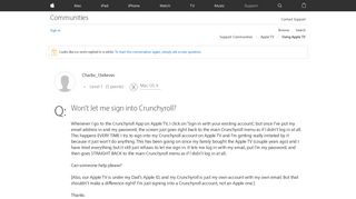 Won't let me sign into Crunchyroll? - Apple Community