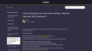 I use Crunchyroll.com as a free member, what do I get with VRV ...