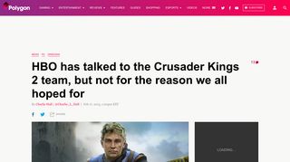 HBO has talked to the Crusader Kings 2 team, but not for the reason ...