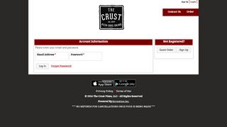 The Crust Pizza, LLC Online Ordering | Log In