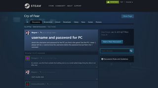 username and password for PC :: Cry of Fear General Discussions