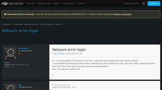CRYENGINE | Network error login