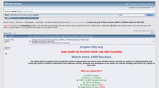 Crypto-city.org Play and Earn 200% Official Game 20% Ref - Bitcointalk