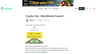 Crypto-City - New Bitcoin Faucet! — Steemit