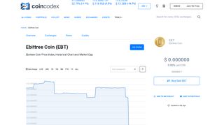 Ebittree Coin (EBT) Price, Chart, Value & Market Cap | CoinCodex