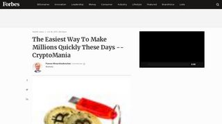 The Easiest Way To Make Millions Quickly These Days -- CryptoMania