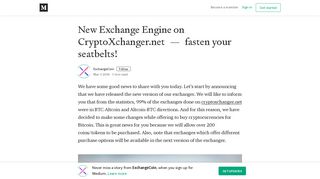 New Exchange Engine on CryptoXchanger.net — fasten your seatbelts!