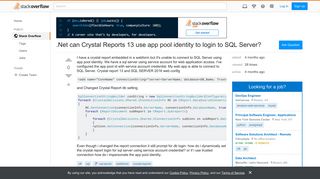 .Net can Crystal Reports 13 use app pool identity to login to SQL ...
