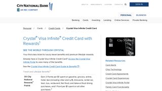 Crystal Visa Infinite Credit Card - City National Bank