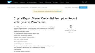 Crystal Report Viewer Credential Prompt for Report with Dynamic ...