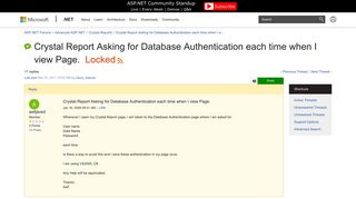 Crystal Report Asking for Database Authentication each time when I ...