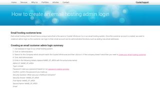 How to create an email hosting admin login | Crystal Web Designs
