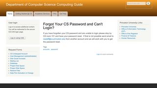 Forgot Your CS Password and Can't Login? | Department of Computer ...