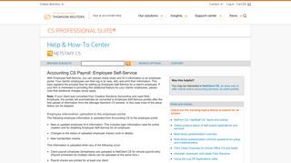 Accounting CS Payroll: Employee Self-Service - CS Professional Suite