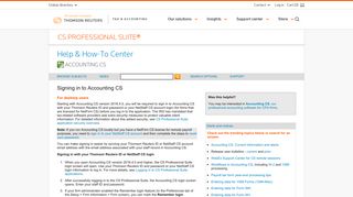 Signing in to Accounting CS - CS Professional Suite - Thomson Reuters