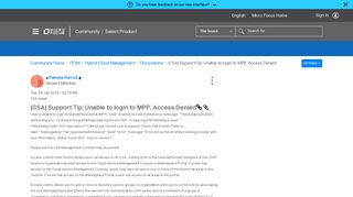 (CSA) Support Tip: Unable to login to MPP, Access Denied - Micro ...