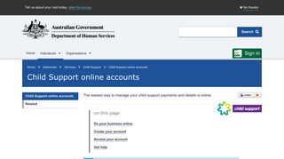Child Support online accounts - Australian Government Department of ...