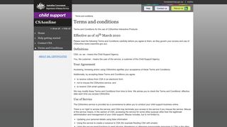 Terms and conditions - CSAonline - Child Support online accounts