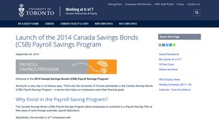 Launch of the 2014 Canada Savings Bonds (CSB) Payroll Savings ...