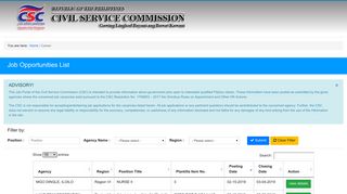 Job Opportunities - Civil Service Commission