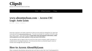www.aboutmyloan.com – Access CSC Logic Auto Loan - Clipsit