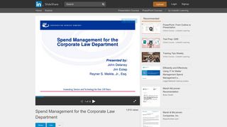 Spend Management for the Corporate Law Department CSC