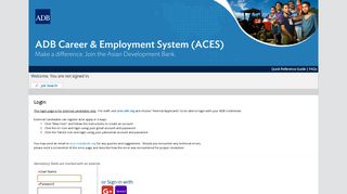 Login - Taleo - ADB Career and Employment System (ACES)