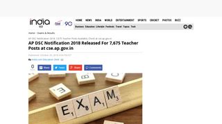 AP DSC Notification 2018: 7,675 Teacher Posts Available, Check at ...