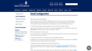 Email Configuration - College of Saint Elizabeth