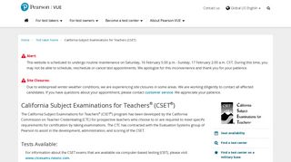 California Subject Examinations for Teachers (CSET) :: Pearson VUE