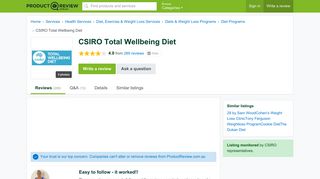 CSIRO Total Wellbeing Diet Reviews - ProductReview.com.au