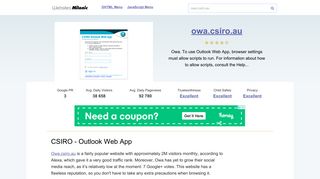 Owa.csiro.au website. CSIRO - Outlook Web App.